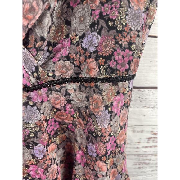 DB Studio Dress Women's 16 Floral Sleeveless Tiered Chiffon Beaded Maxi Formal - Picture 5 of 11